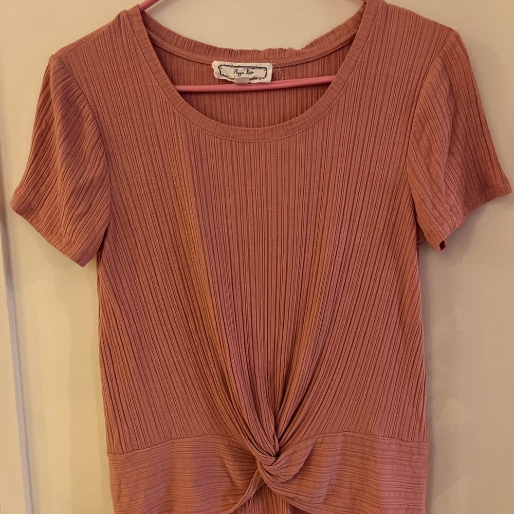 Hippie Rose blouse with a gathering at the bottom.